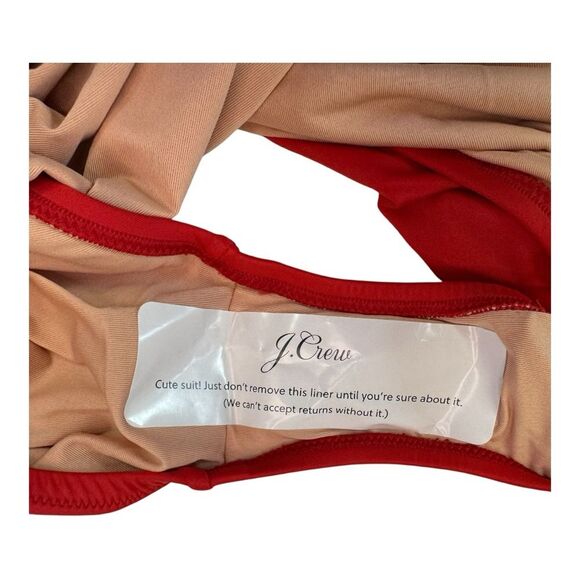J. Crew Red Ruched Strapless One Piece Swimsuit Bathing Suit Size 24 - Picture 6 of 7